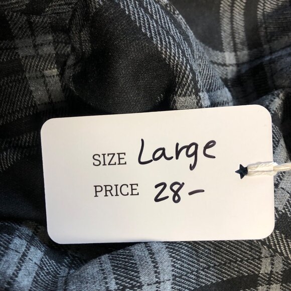 Plaid Open Front Long Sleeve Cardigan Womens Size Large Black Gray Layering NEW - Picture 6 of 8